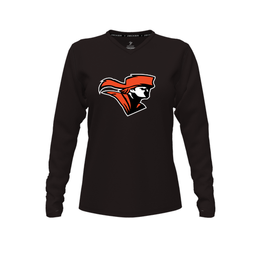 [FTLVCFBK-FYXS-LOGO2] Decker Comfort T-Shirt (Female Youth XS, Black, V Neck, Logo 2, Long Sleeve)