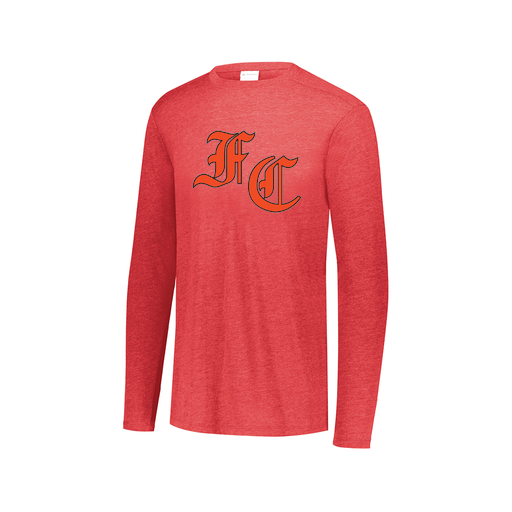 [FTLCUBRD-AXS-LOGO1] Decker Men's Tri-Blend T-Shirt - Long Sleeve (Adult XS, Red, Logo 1)