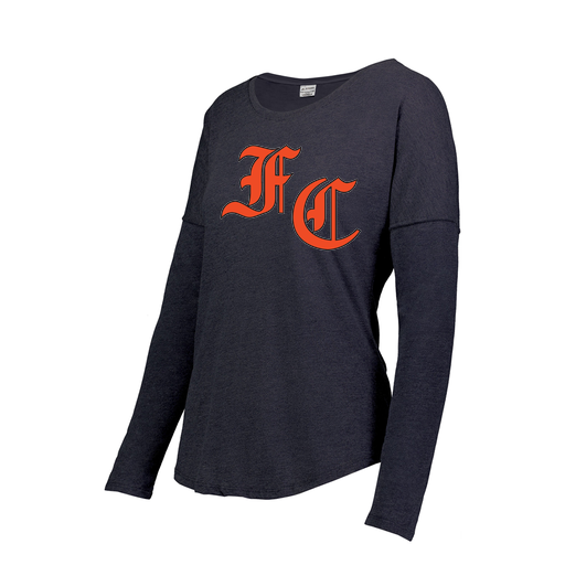 [FTLCUBNV-FAXS-LOGO1] Decker Women's Tri-Blend T-Shirt - Long Sleeve (Female Adult XS, Navy, Logo 1)